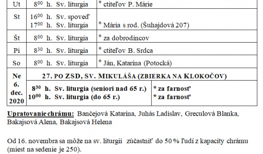 Liturgický program  Liturgický program